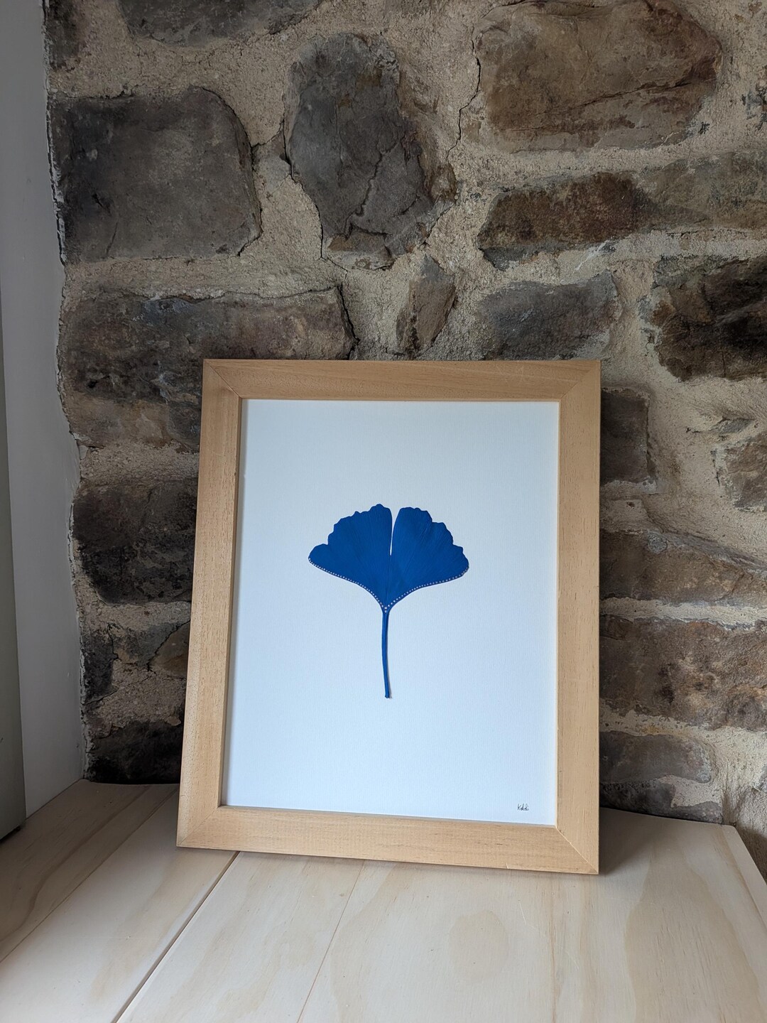 Ginkgo bleu aux détails dorés – vue 4