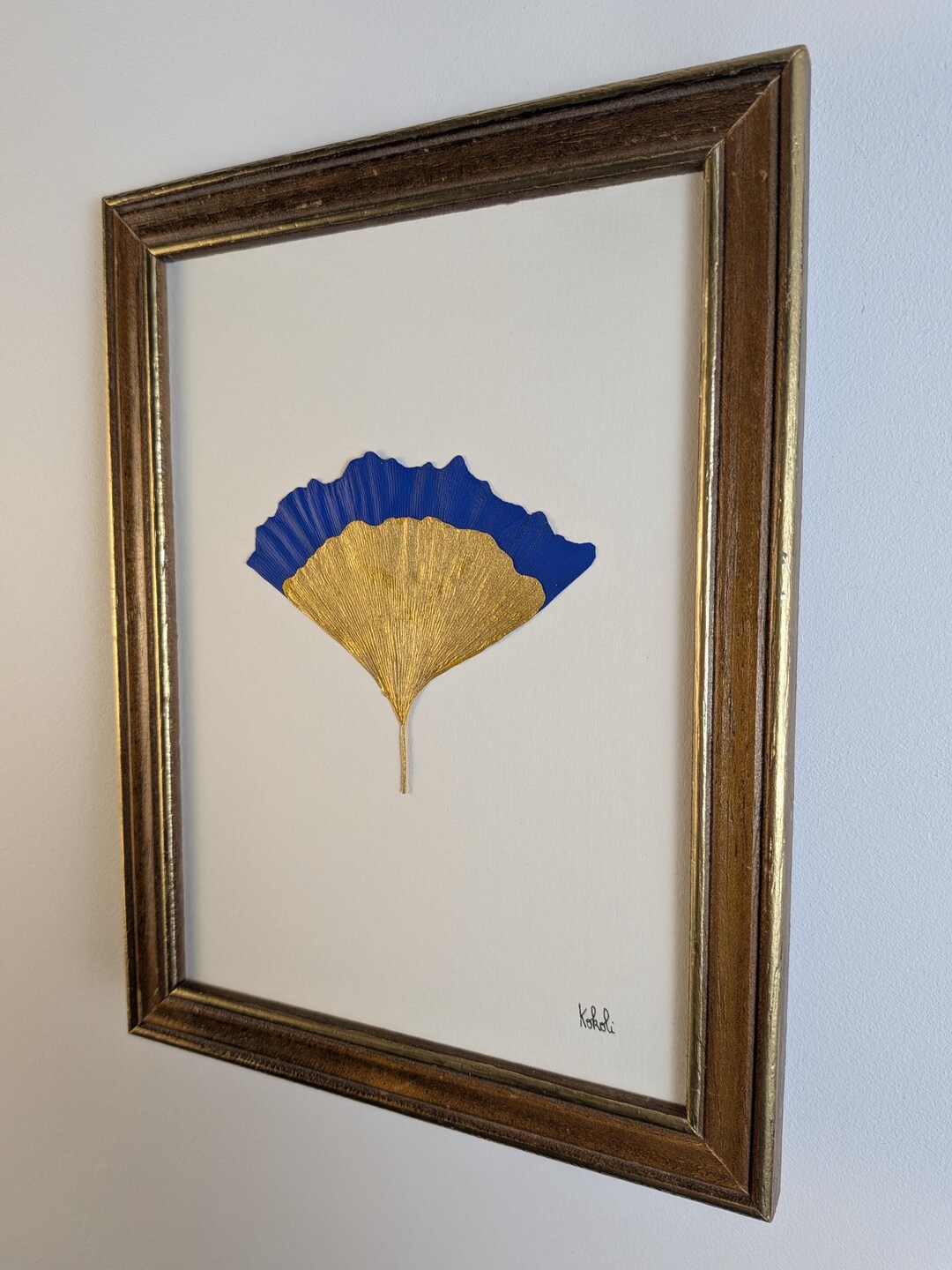 Duo de ginkgo bleu et doré – vue 4