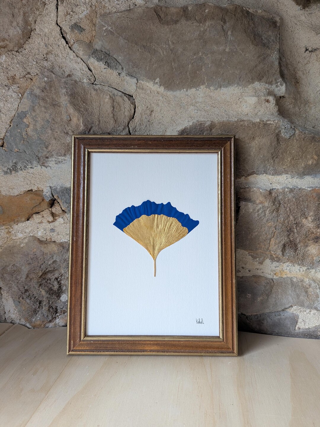 Duo de ginkgo bleu et doré – vue 5