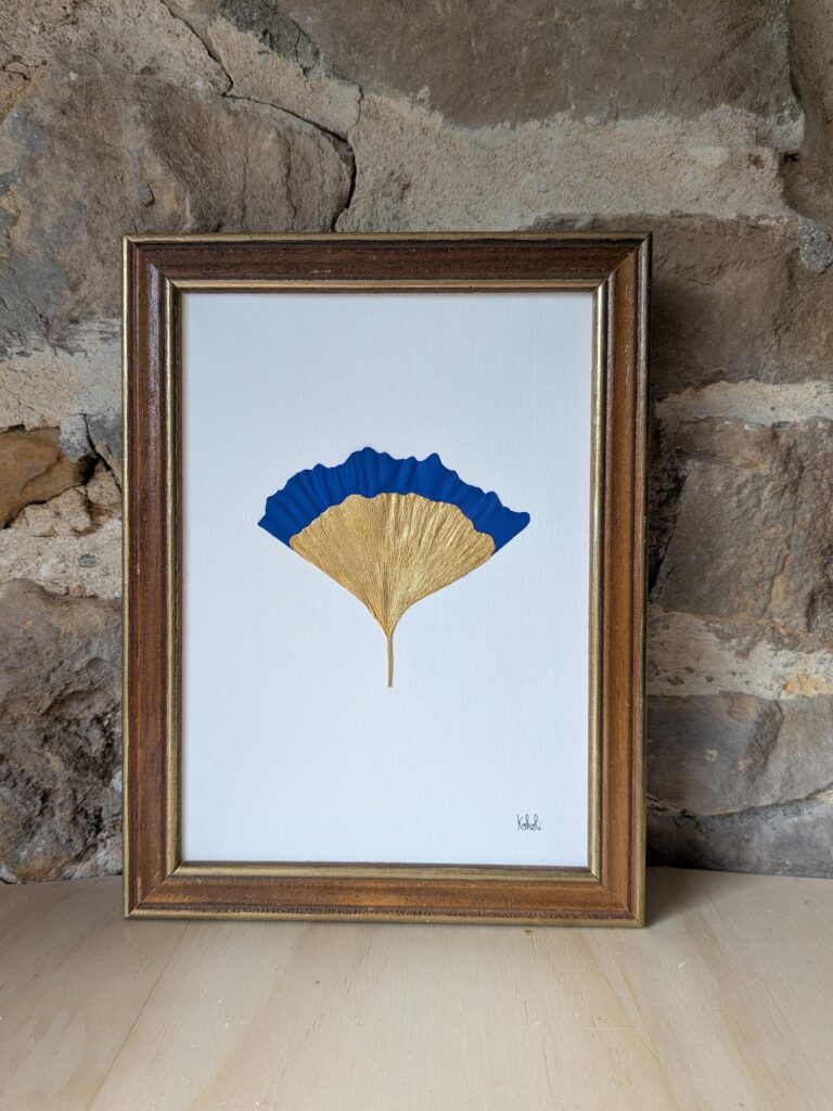 Duo de ginkgo bleu et doré